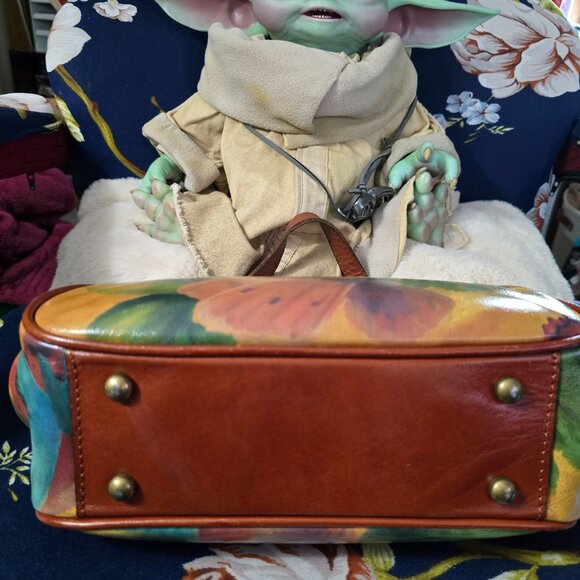 Patricia Nash Watercolor Butterfly Italian Leather Gracchi Satchel - Bag only - Picture 8 of 9